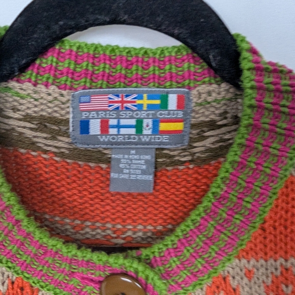 Vintage Paris Sport Club Fair Isle Knit Cardigan - Picture 6 of 9